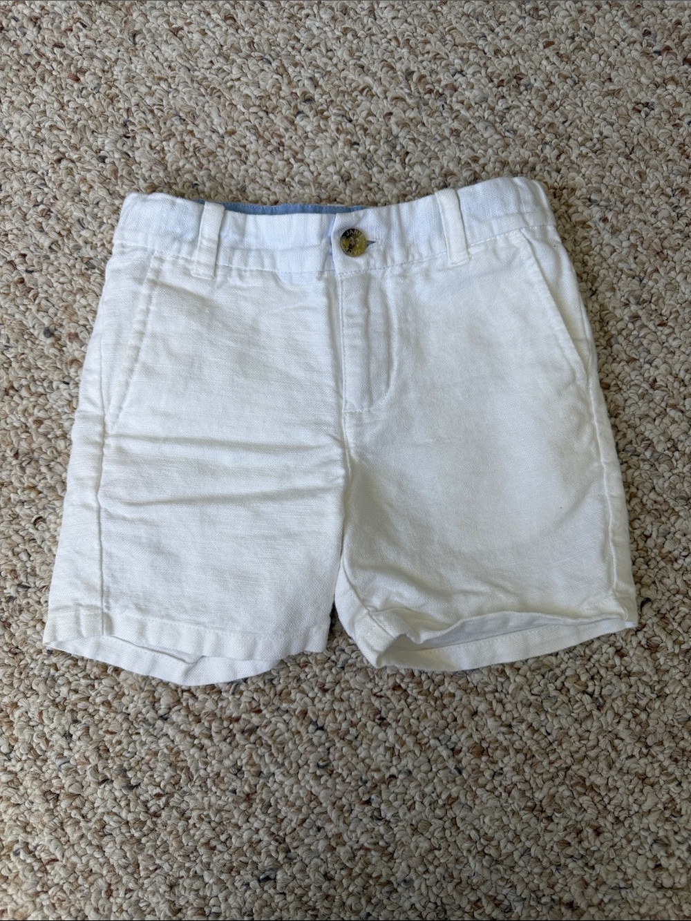 Janie and Jack White Linen-Blend Girls' Shorts with Button Closure